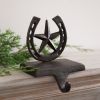 Vintage Cast Iron Horseshoe Christmas Stocking Holder - Rustic Holiday Decor