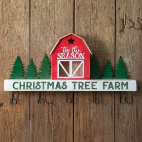 Rustic Christmas Tree Farm Wall Rack - Festive Holiday Decor