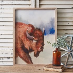 American Bison Wall Art - Rustic Wildlife Decor for Home or Office