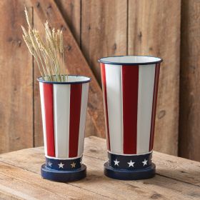 Patriotic Vases Set of 2 - Red, White, and Blue Decor for Home or Office