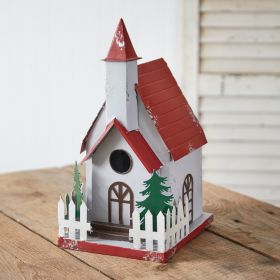 Festive Christmas Chapel Birdhouse for Holiday Decor