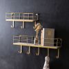 Gold Finish Shelves with Hooks - Set of Two | Stylish and Functional Storage Solution