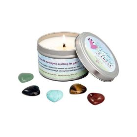 Healing Hearts Memorial Soy Candle with Feng-Shui Keepsake Stone (Embed) Loss of Cat Gift with Sympathy Card Cat -Healing Hearts Pet Memorial Candle B