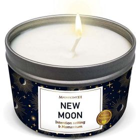 Magnificent 101 Long Lasting New Moon Aromatherapy Candle | 6 Oz - 35 Hour Burn Time | All Natural Soy Wax Candle with Sage