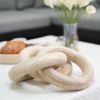 Natural Wood 3-Link Decorative Round Chain Decor for Bookshelf, Coffee Table