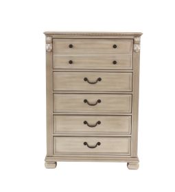 Antique Silver 1pc Chest Of Drawers Storage Bedroom Furniture Traditional Classic Style Chest