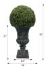 32" Ball Topiary in Grey Pedestal Pot, Artificial Faux Plant for indoor and outdoor