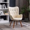 Doarnin Contemporary Silky Velvet Tufted Button Back Accent Chair, White