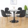 Deep Grey Modern Fabric Chairs with wood-transfer Metal Leg set of 4