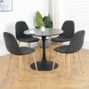 Deep Grey Modern Fabric Chairs with wood-transfer Metal Leg set of 4