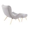 Cloud Contemporary Chair in Natural Wood and Grey Sherpa Fabric with Ottoman by LumiSource