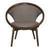 Mid-Century Design Solid Rubberwood Unique Accent Chair 1pc Brown Fabric Upholstered Modern Home Furniture Walnut Finish Frame