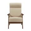 Modern Accent Chair 1pc Light Brown High Back Chair Cushion Seat and Back Walnut Finish Solid Wood Living Room Furniture