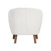 Mid-Century Modern Accent Chair 1pc White Chenille Fabric Upholstered Channel Stitched Back Brown Legs Solid Wood Furniture