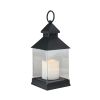 9.5" Black Candle Lantern with Flameless LED Candle Tabletop Decor