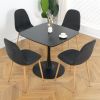 Deep Grey Modern Fabric Chairs with wood-transfer Metal Leg set of 4