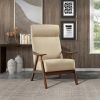 Modern Accent Chair 1pc Light Brown High Back Chair Cushion Seat and Back Walnut Finish Solid Wood Living Room Furniture