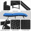 193*68*33cm S Shape Iron Frame Black Embossed Blue Cushion Woven Rattan Bed