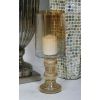 DecMode Gold Glass Handmade Turned Style Pillar Hurricane Lamp with Faux Mercury Glass Finish