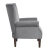 Modern Aesthetic Accent Chair Dark Gray Velvet Channel Tufted Back Solid Wood Furniture 1pc Stylish Home Traditional Contoured Arms