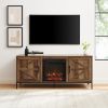 Modern Farmhouse Barn Door Fireplace TV Stand for TVs up to 65' – Rustic Oak