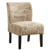 Capa Chalkboard Light Print Fabric Armless Contemporary Accent Chair