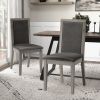 Dining Chairs Set of 2 Wood Dining Room Chair with MDF + sponge Back, Kitchen Room Chair Side Chair, Light grey Base with Grey Cushion