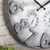 FirsTime & Co. Dark Silver Shiplap Outdoor Wall Clock, Farmhouse, Analog, 18 x 2.5 x 18 in