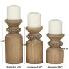 DecMode 3 Candle Brown Wood Candle Holder, Set of 3