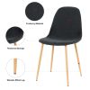 Deep Grey Modern Fabric Chairs with wood-transfer Metal Leg set of 4