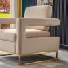 Modern Velvet Accent Chair, Elegant Armchair with Stainless Steel Base