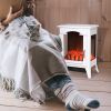 23" Electric Fireplace Heater, Fire Place Stove with Realistic LED Flames and Logs and Overheating Protection, 750W/1500W, White