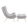 Cloud Contemporary Chair in Natural Wood and Grey Sherpa Fabric with Ottoman by LumiSource