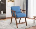 Contemporary Design 1pc Counter Height Chair Stylish Durable Wooden Blue Fabric Upholstery Cushioned Seat Backrest Home Furniture