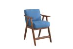 Contemporary Design 1pc Counter Height Chair Stylish Durable Wooden Blue Fabric Upholstery Cushioned Seat Backrest Home Furniture