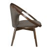 Mid-Century Design Solid Rubberwood Unique Accent Chair 1pc Brown Fabric Upholstered Modern Home Furniture Walnut Finish Frame