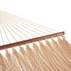 10 FT Double 2 Person Caribbean Rope Hammock, Hand Woven Polyester Hammock with Spreader Bars, 450 LBS Capacity, Tan