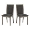 Dining Chairs Set of 2 Wood Dining Room Chair with MDF + sponge Back, Kitchen Room Chair Side Chair, Light grey Base with Grey Cushion