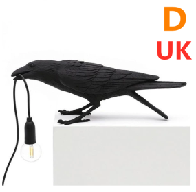 Creative Auspicious Bird Resin Wall Lamp Decoration (Option: Black-D-UK)