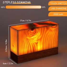 Wood Touch Ambient LED Table Lamp Rechargeable Portable Night Light Modern Cordless Table Lamps for Living Room Bedroom Bedside (Ships From: China, Emitting Color: B)