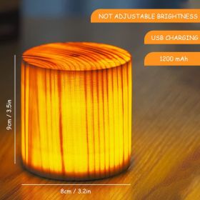 Wood Touch Ambient LED Table Lamp Rechargeable Portable Night Light Modern Cordless Table Lamps for Living Room Bedroom Bedside (Ships From: China, Emitting Color: A)