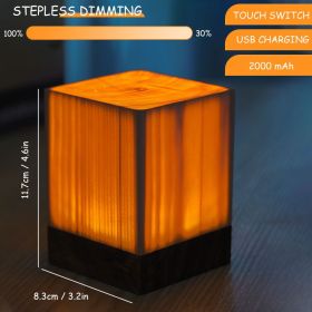 Wood Touch Ambient LED Table Lamp Rechargeable Portable Night Light Modern Cordless Table Lamps for Living Room Bedroom Bedside (Ships From: China, Emitting Color: D)