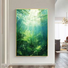 Hand Painted Oil Painting Abstract Water Scenery Oil Painting on Canvas Original Landscape Painting Living Room Home Decor Green Wall Art Custom Plant (Style: 01, size: 60x90cm)