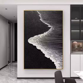 Black Textured Art Black and white Ocean art Abstract Art Black and white canvas art Black Abstract art Black Wall Art black frame wall art (Style: 01, size: 140x210cm)