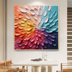 Hand Painted Original Textured Flower Oil Painting On Canvas Large Wall Art Abstract Minimalist Art Custom Painting Colorful Wall Art Decor Living Roo (Style: 01, size: 160x160cm)