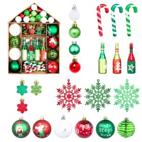 Christmas Tree Ornaments, 70 PC Shatterproof Plastic Christmas Ball Ornaments (Color: red green white)