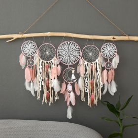 5pcs Bohemian Dreamcatcher Set - Large Wall Hanging For Bedroom, Wedding, Christmas Decor - Pretty And Decorative Ornaments (Color: Pink)